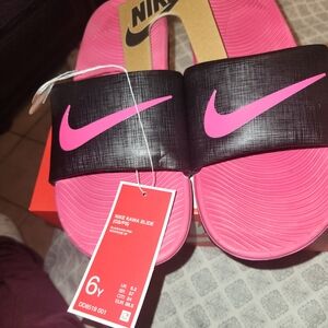 Nike Black and Pink Kawa Slides